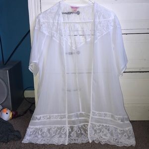 NWOT Short sleeve sheer lacey cardigan